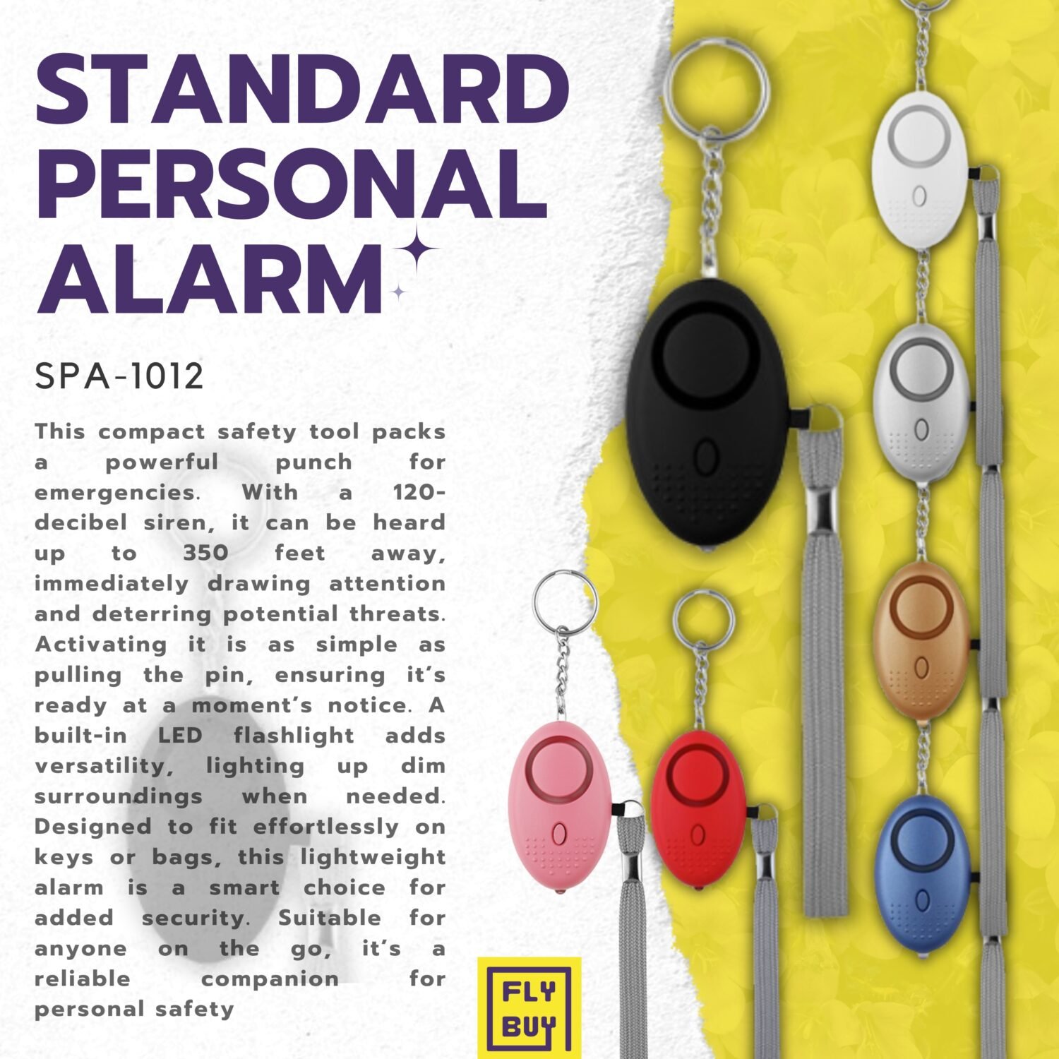 Personal Security Alarm Key chain with LED Light -  130dB Anti Aggression Emergency Alarm