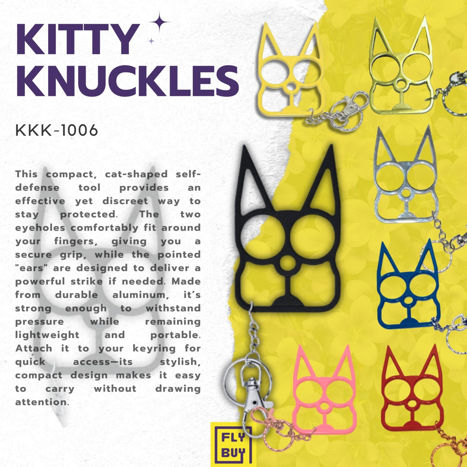 Kitty Knuckles with Key Chain - Stylish - Multi Purpose - Grip - Outdoor - Strong